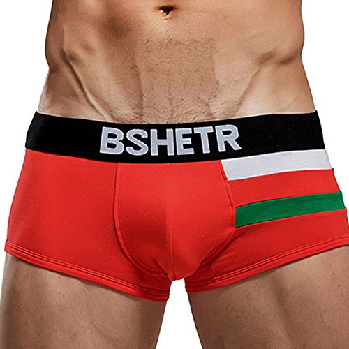 Ropa Interior Hombre Sexy,Beikoard Calzoncillos de hombres, ropa interior masculina con relleno,Calzoncillos para Hombres Slips de 100% Algodón Transpirables (rojo, L)