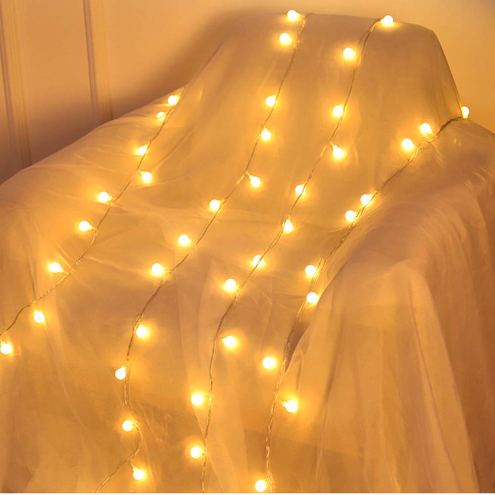 Surwin Romantic Christmas Light Bulb Fairy String Lights, Battery Operated Bulb Xmas String Lights for Garden Patio Bedroom Party Decor Indoor Celebration Lighting (Warm White,6M/40LED)