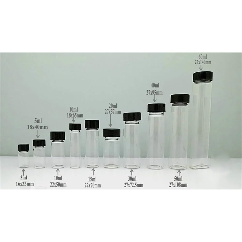 Frasco de vidrio transparente de 2 ml a 60 ml for reactivo de laboratorio, frasco pequeño transparente for experimentos(5ml 100pcs)