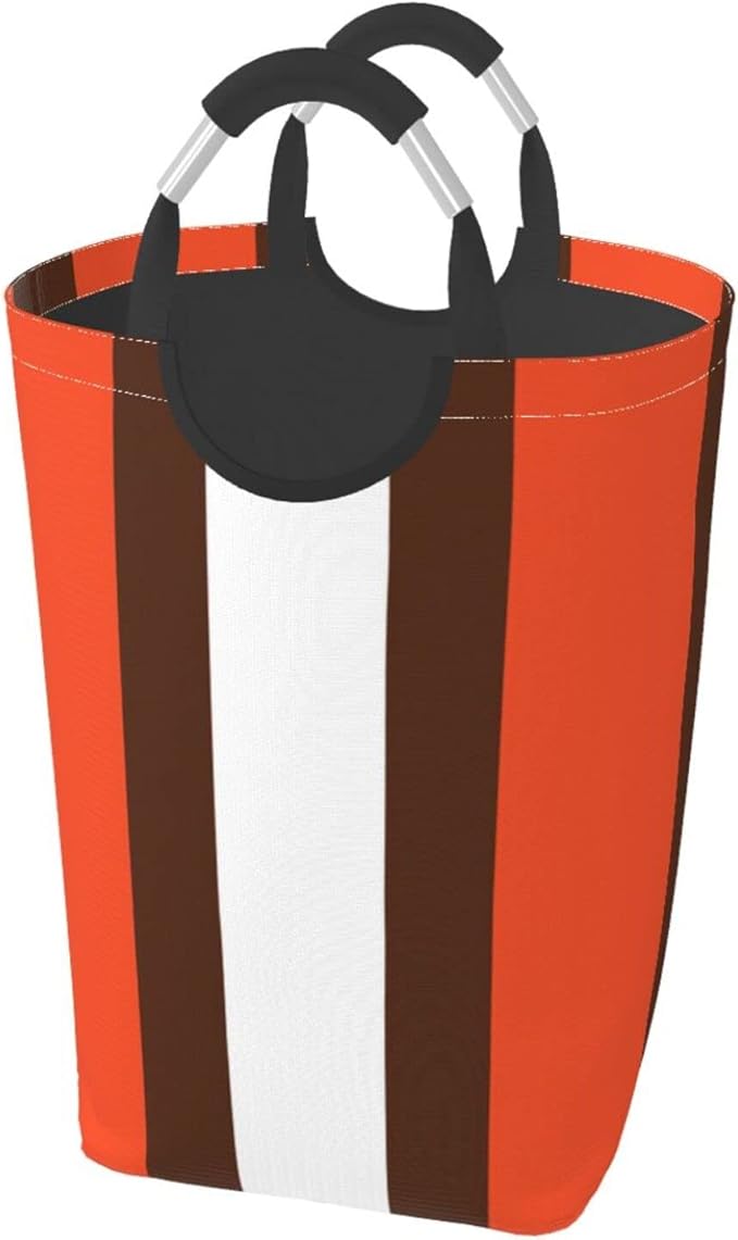 Orange and White Stripes Laundry Basket Toy Organizer Waterproof