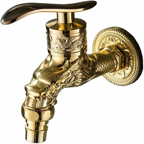 24x7 eMall Golden Bib Cock Gold Design 4 inch wash Basin Faucet Bathroom Single Cold tap Carved Pattern Vintage Finish Wall Mount with Flange Garden Kitchen Outdoor (B0C1T1RTB3) Amazon Price History, Amazon Price Tracker