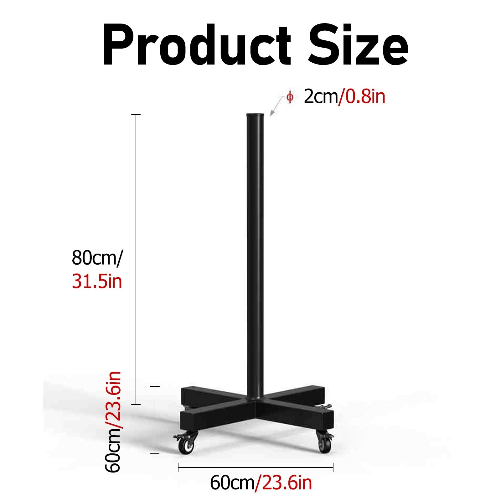 Olympic Weight Plate Rack, Stackable Bumper Plate Holder with Wheels, Space Saving Bumper Plate Organizer for Barbell Plates/Standard Plates/Bumper Plates(0.8in-Diameter of hole,H-80cm/31.5in)