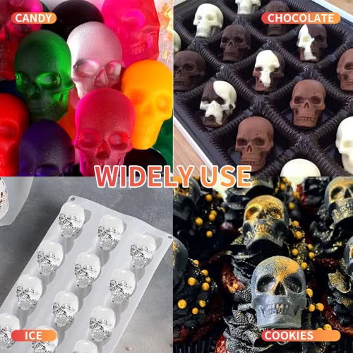 Gummy Skull Silicone Candy Molds With Droppers Non-Stick Candy Molds Skull Gummy Molds For Halloween Chocolate, Candy, Jelly, Dog Treats, Ice Cube #TOP1