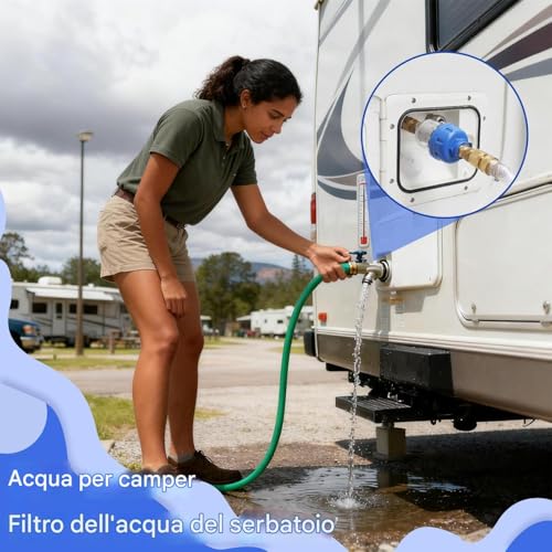 Réservoir d'eau de camping pour camping-car : filtre et robinet extérieur inclus