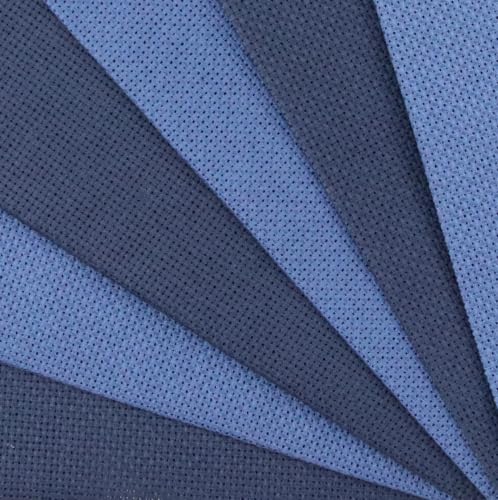 Image of KCS 4 /6 pc of 12 inch x 18 inch 18 Count Cotton Aida Cloth Cross Stitch Fabric (6 pc, Jeans Blue+Navy Blue)