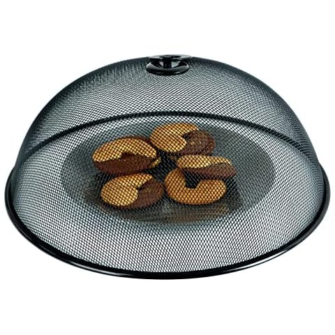Dome Food Cover Black Metal Mesh Lid with Bell for Fruit, Candy and Food - Modern Design with Handle for Home, Kitchen and Restaurant(30cm) Cover