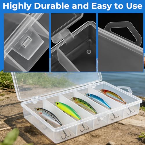 3 cajas transparentes para accesorios de pesca con 5 compartimentos, 7x4.3x1.1 pulgadas miniatura 3