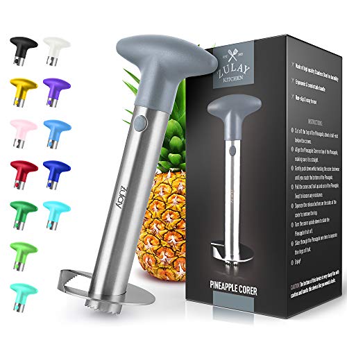 Zulay Kitchen Pineapple Corer and Slicer tool - Stainless Steel Pineapple Cutter for Easy Core Removal Slicing - Super Fast Pineapple Slicer and Corer Tool Saves you Time - Slate Gray