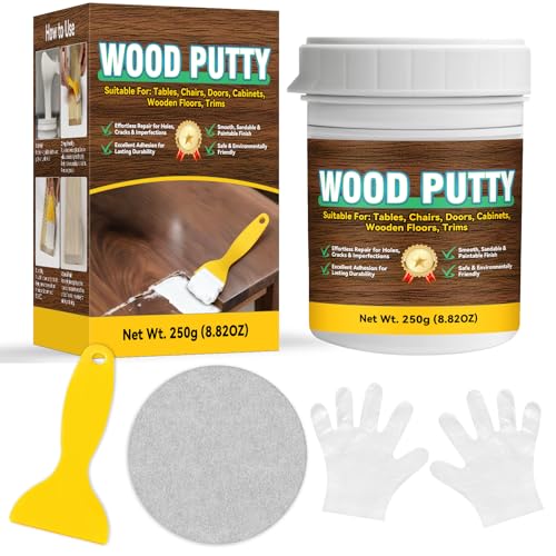 Holzspachtelmasse Weiß Allzweck Holzkitt Für Möbel & Bodenreparatur 250g Holz Spachtelmasse Streichbar Schleifbar & Schnell Trocknend Für Risse Löcher Und Oberflächenfehler Auf Holz