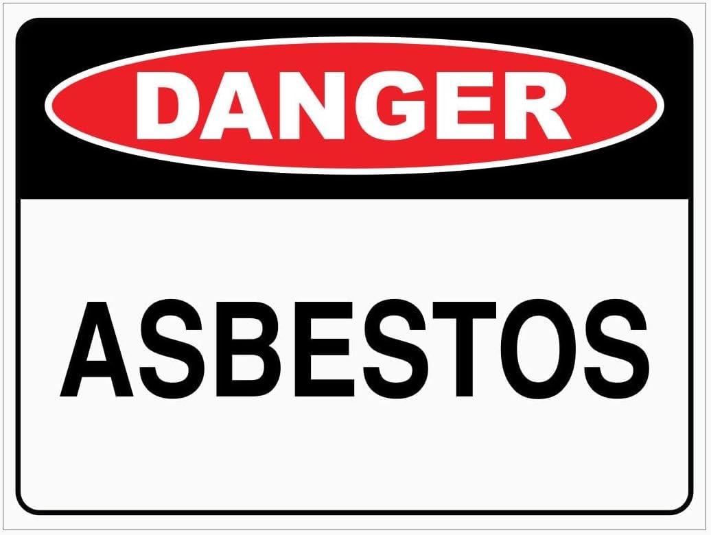 Danger Asbestos Rust Free Aluminum Tin Sign - Workplace Decor with Pre-Drilled Holes for Industrial/Commercial Demolition Site - 8x12 Inch​