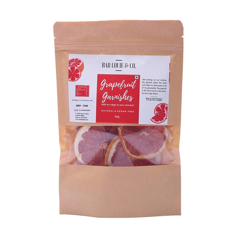 Bab Louie & Co. Grapefruit Dehydrated Fruits Garnishes For Cocktail, Mocktail, Detox Water, Green Tea, Snacks | Air Dried | Gluten Free | Vegan | No Sugar | 100% Natural | Zero Preservatives | 50 gm - Image 2 thumbnail