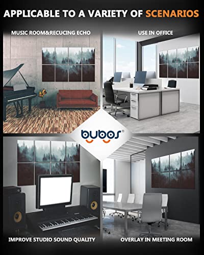 Bubos 8 Pack Art Acoustic Panels Soundproof Wall Panels,48X32Inches Sound Absorbing Panels,Decorative Acoustical Wall Panels, Acoustic Treatment For Recording Studio,Adhesive Included,Fog Forest #TOP1