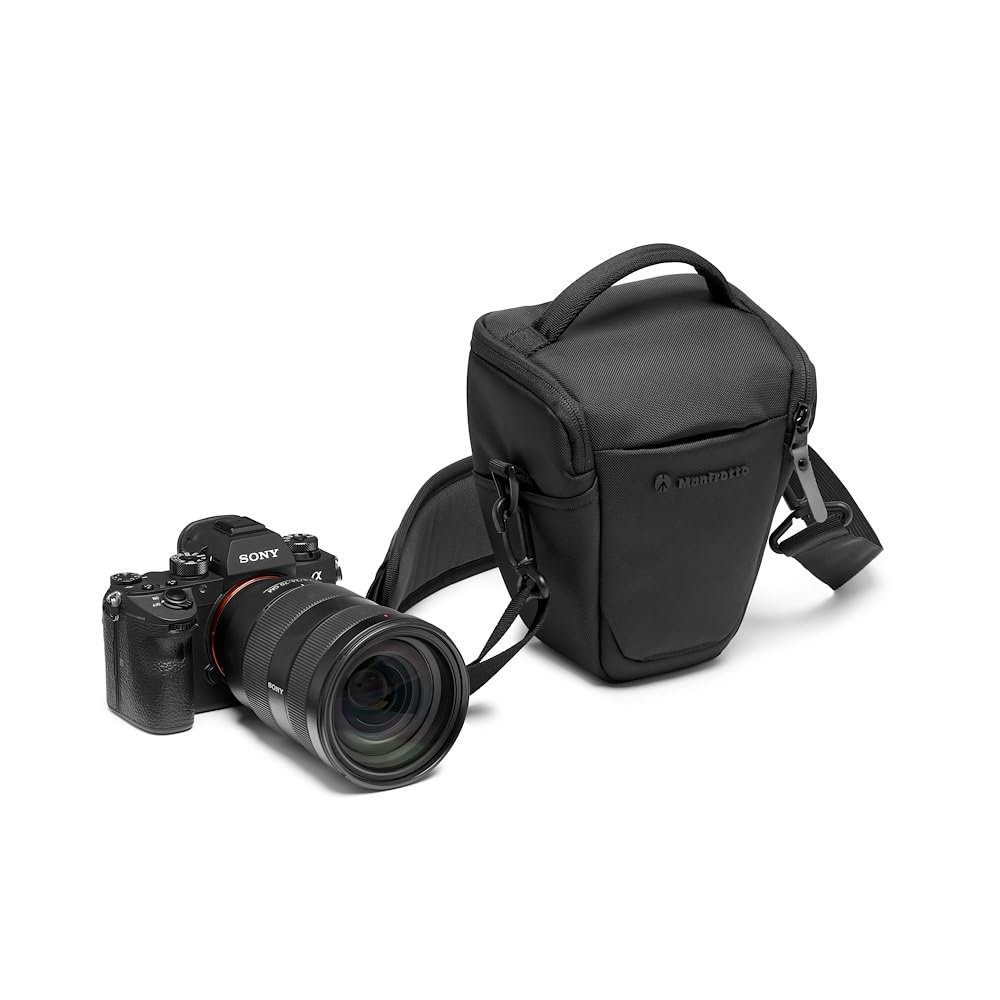 Manfrotto Advanced Fondina S III, Custodia Macchina Fotografica per Mirrorless con Obiettivo, Borsa Fotografica con Attacco per Treppiede e Copertura Antipioggia, Accessori Fotografia