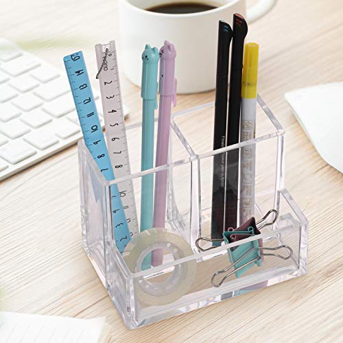 3 Slot Extra Thicken Makeup Brush Holder Organizer Acrylic Cosmetics Pen Storage Case, Clear