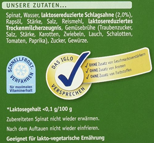 iglo Rahm-Spinat laktosefrei und glutenfrei - mit dem Blubb - portionierbar - 550 g (tiefgefroren) – Bild 6