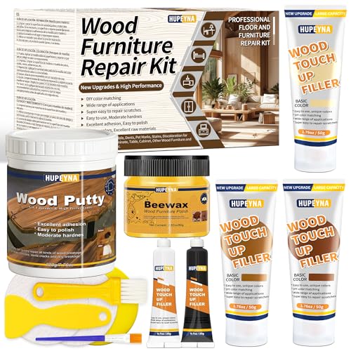 Große Kapazität Laminat Reparaturset, Parkett Reparaturset, Holzkitt Holzfarbe und Bienenwachs, Holz Reparaturset Reparatur von Kratzern, Rissen, Löchern, Verfärbungen für Holzmöbeln und Holzhandwerk