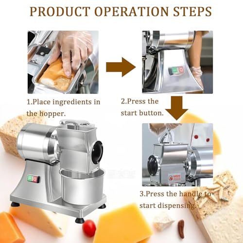 Rallador eléctrico comercial para queso 550W con contenedor miniatura 7