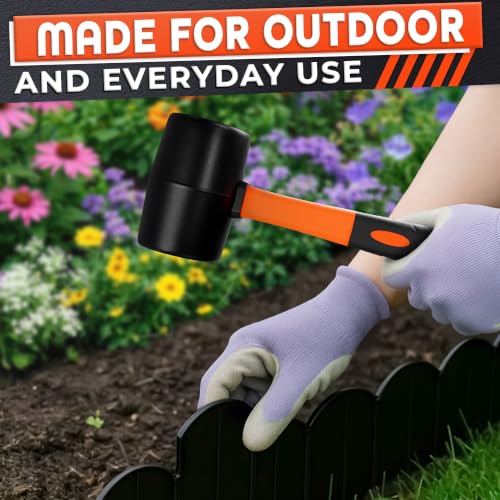 Image of Rubber Mallet Hammer 32 Oz, Orange, Soft Face Non-Marring Head | Soft Non-Marring Rubber Head, Ergonomic Non-Slip Handle; Flooring, Decking, Paver and Tent Stake Work; Anti-Vibration Grip