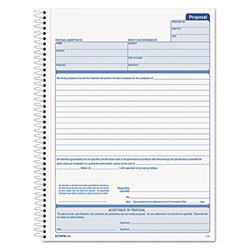 Livre de propositions autocopiantes TOPS 41850 avec reliure spirale stable