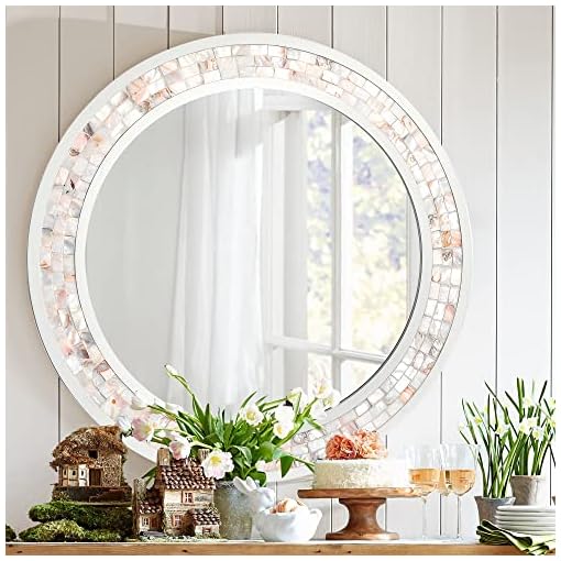 Tanmicoshomy Round Wall Mirror 30 Inch, White Circle Mirror Framed with