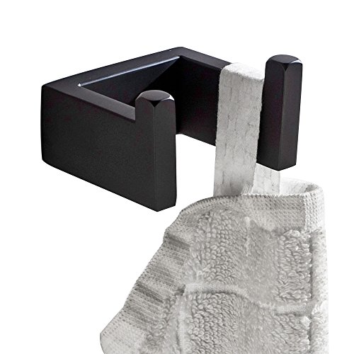 Flybath Crochet Pour Serviette Patère à chiffon Manteaux Chapeaux pour Peignoir Cuisine et Chambre en SUS 304 Acier Inoxydable Fini Noir Mat Salle de Bain Crochet Polyvalent Mural Cover