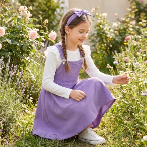 Image of HIHA Little Girls Adjustable Corduroy Pinafore Overall Dress Set Size 6-12