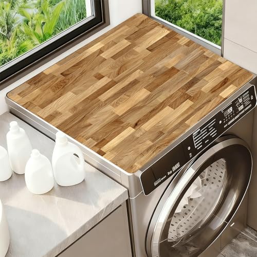 Image of Washer Dryer Top Cover Mat, Non-Slip Laundry Room Decor, Laundry Room Kitchen Appliance Decor Protector Universal 23.6 inchx19.7 inch (Wood Grain 3)