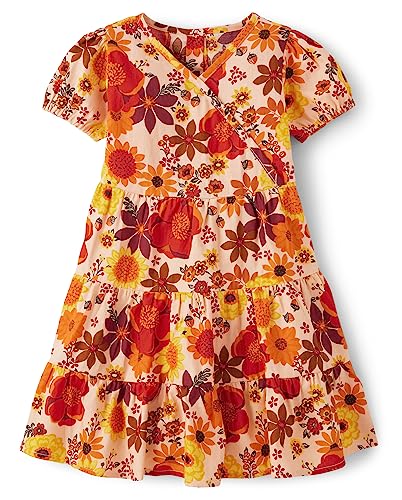 Gymboree and Toddler Short Sleeve Casual Printed Dresses Harvest Fall Flowers 5T