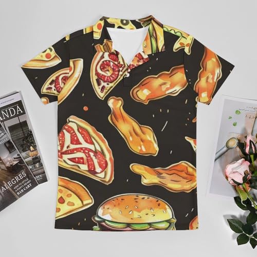 Boys' Classic Polo Shirts Short Sleeve Moisture-Wicking Golf & Tennis Shirts for Youth Teens Hamburgers Pizza French Fries3