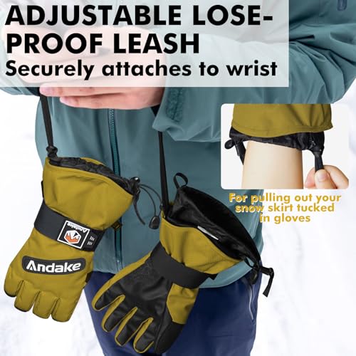Andake Guantes de esquí de Invierno para Hombres, Mujeres y jóvenes, Guantes de Nieve Impermeables y aislados para Clima frío, Guantes de esquí Profesionales para esquí, Snowboard y Deportes de - imagen 7