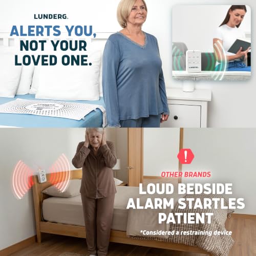 Lunderg Large Wireless Bed Alarm System for Elderly - Alerts Caregivers When They Get Up, Extra Coverage for Restless Sleepers, Fall Prevention for Dementia Care & Elderly Safety, Trusted US Company