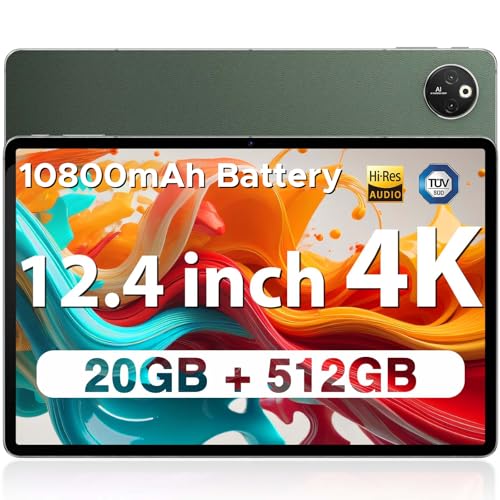 Image of T30 MAX 20GB+512GB 12.4 inch 2.5K FHD Display Android Tablet, 10800mAh Battery 33W Gaming Tablet, Helio G99 Octa-Core, Dual SIM 4G LTE, 50MP AI Camera, Hi-Res Quad Speakers, Face Unlock, Green