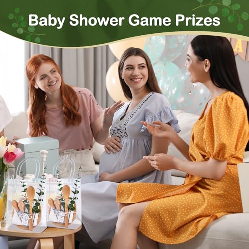 55Pcs Baby Shower Prizes for Game Winners 6 Sets Cheese Board Spoon Fork Butter Spreaders Plaid Towel Thank You Card and Gift Bags for Baby Shower Wedding Bridal Shower Favors (Round Shaped)