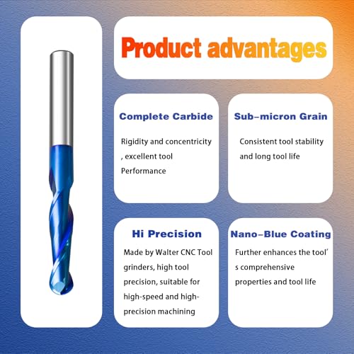 Image of CNC Spiral Router Bits (5PC, Ball Nose - 1 /4 inch Dia - 2-1 /2 inch OAL - 1 /4 Shank)