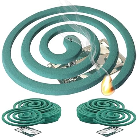 Mosquito Repellent Coils - Outdoor Use Reaches Up to 10 feet - Each Coil Burns for 5-7 Hours (Three Pack Contains 12 coils & 6 Coil Stands) Cover