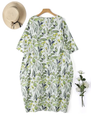 Image of Celmia Autumn Solid Loose Long Maxi Dress Cotton Caftan