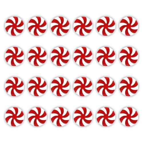 Image of 24Pcs Cute Christmas Lollipop Ornament Sweet Smooth Christmas Swirl Candy Decoration Durable Acrylic Candy Ornament Hanging Pendant (Red and White)