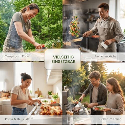 Exklusives Grillwender Set aus hochwertigem Edelstahl - BBQ Grillset in erstklassiger Qualität für Hamburger & Braten - Bratenwender und Bratenheber für Indoor und Outdoor