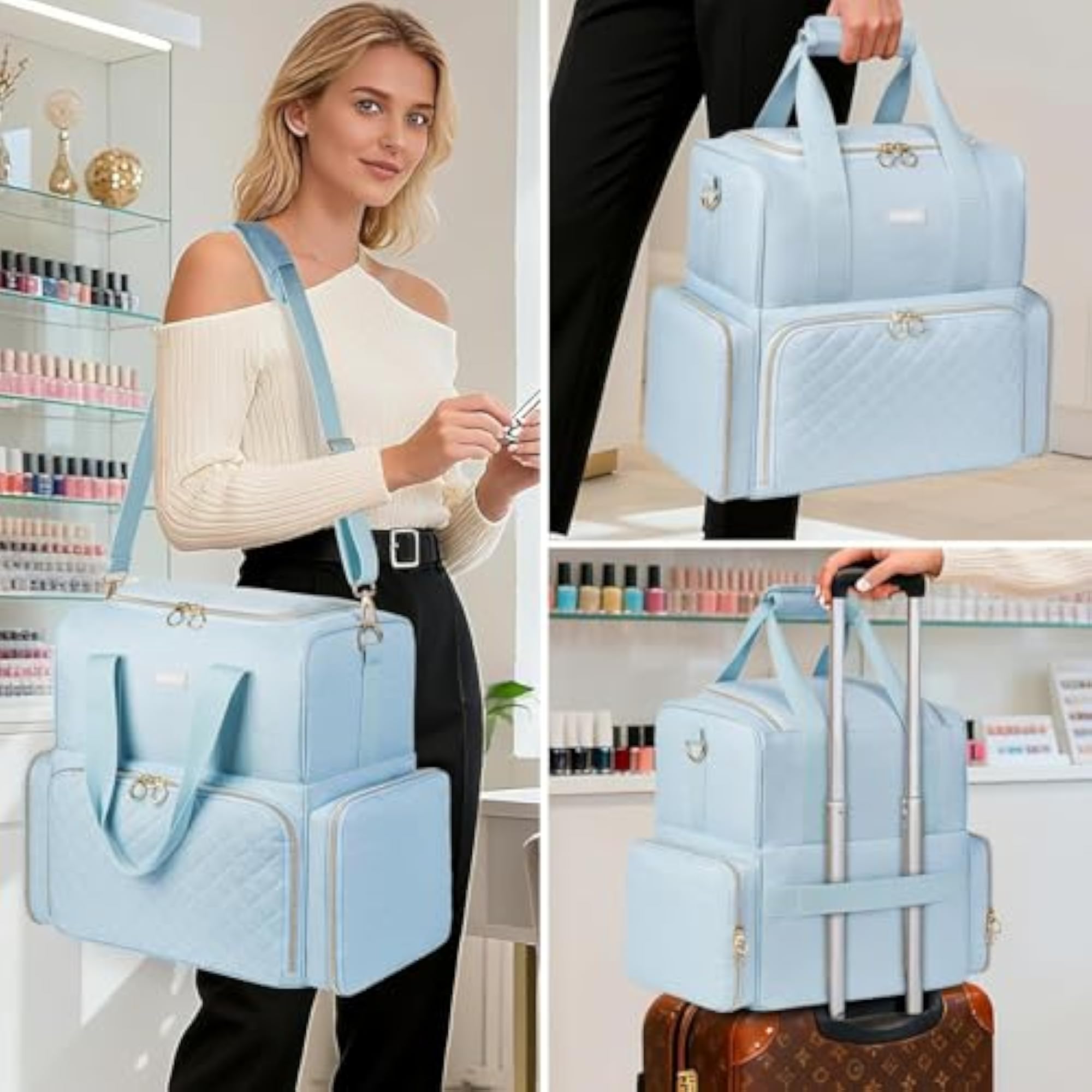 Nail Polish Organizer with Removable Bags, 80+ Bottles