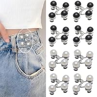 Knopf für Hosen (8 Paare), Pearl Jean Knopfnadeln, Jeans Knöpfe Ohne Nähen, Abnehmbare Jeansknöpfe Hosenclips, Wiederverwendbar, Schwarz*4 Paare+Weiß*4 Paare