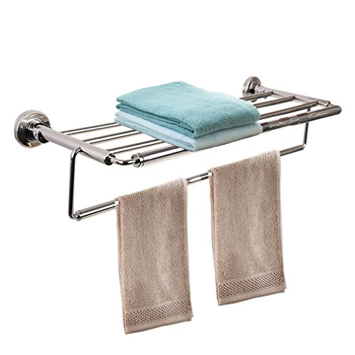 Handtuchhalter Handtuchregal, ICOCO Edelstahl Doppel-Handtuchstange Badregal Badetuchstange Bad-Accessoires 62cm Einklappen mit 1 Eine runde Röhre