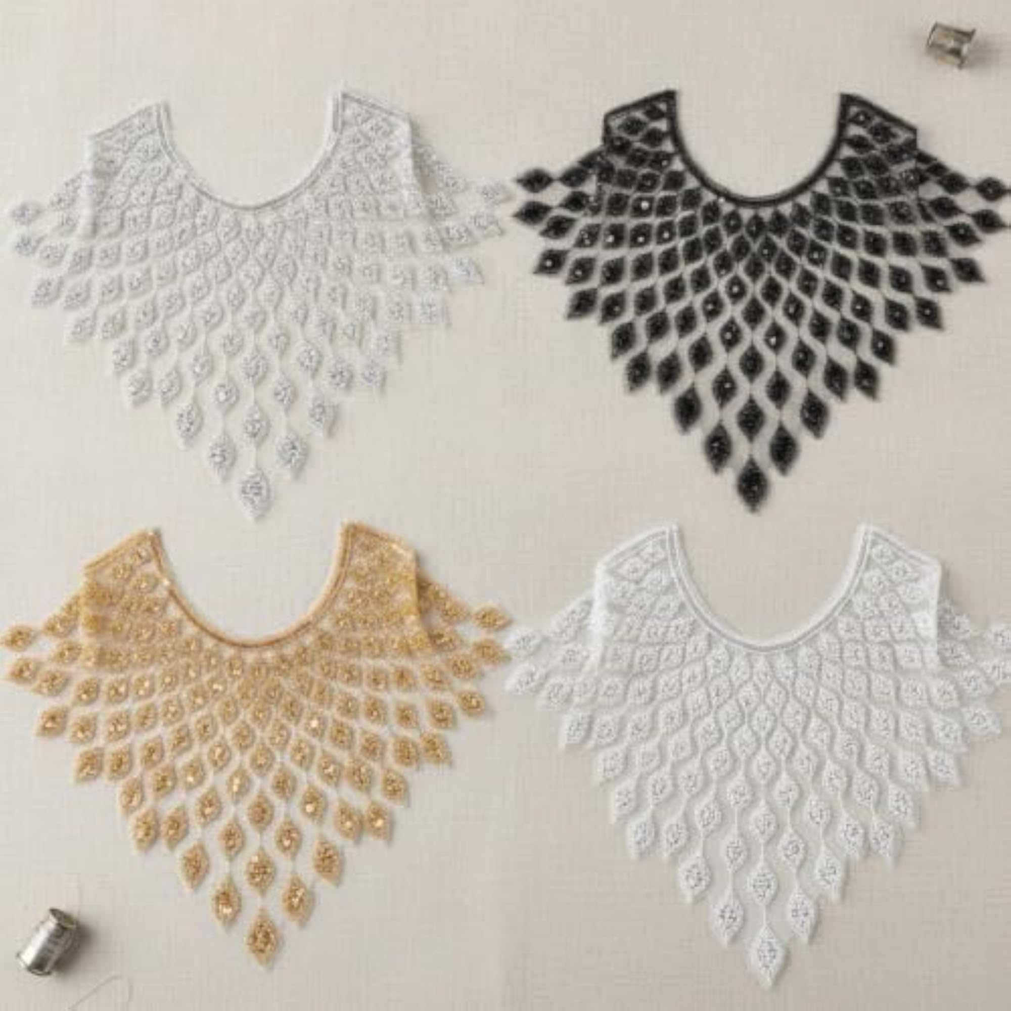 Sequined Collar Applique Mesh Neckline Decoration