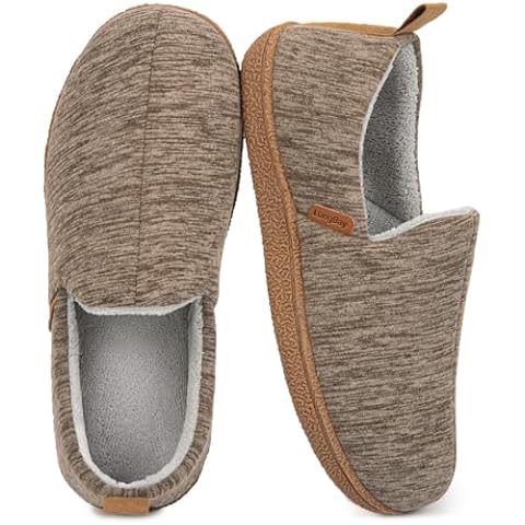 LongBay Women's Memory Foam House Shoes Cozy Brushed Jersey Slippers for Indoor Outdoor Coffee, 9-10 Cover