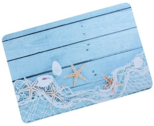 ChezMax Non-Slip Doormat Coral Fleece Indoor Outdoor Kitchen Floor Rug Front Door Mat Funny Flannel Carpet Fishing Net 23.62