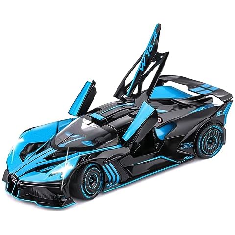 Toy Car Model for Bugatti Compatible with 1:24 Bugatti Bolide Alloy Diecast Car Toy with Lights and Music, Pull Back Car Toys for Kids Boys Girls Gift (Blue) Cover