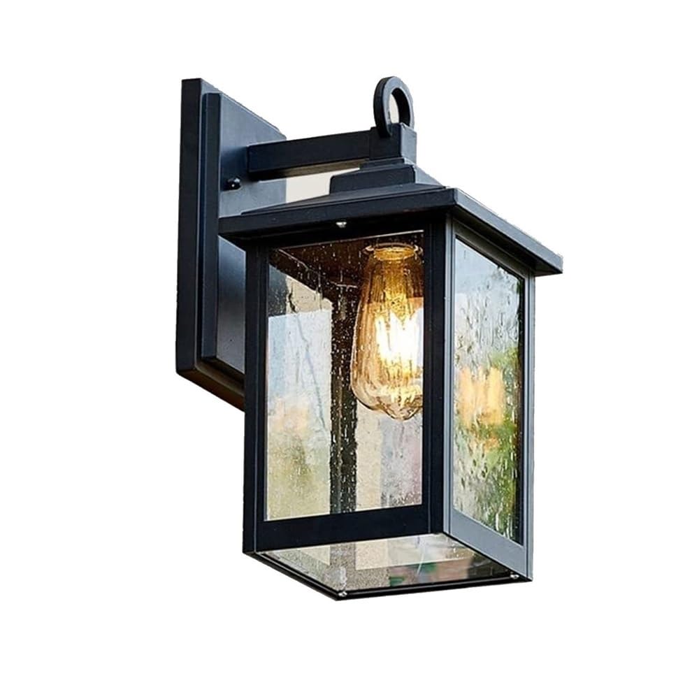 OZBMA Modern Square Aluminum Wall Light Clear Glass Shade Sconce Outdoor Waterproof Lamp for Front Porch Garage Patio Aisle