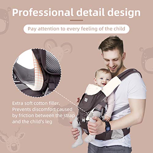 SIMBR Baby Carrier for Newborn to Toddler (3-36 Months) with Hip Seat, Convertible 12-in-1 Ways to Carry Backpack Use, Adjustable Size for Men and Women, Ergonomic Design 360° Safety, Outdoor Hiking