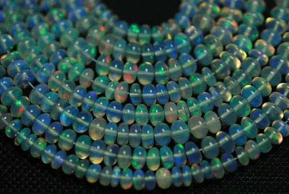 Perles d'opal d'Éthiopie véritables AAA+++ rondelles lisses de 3 à 5mm pour projets créatifs