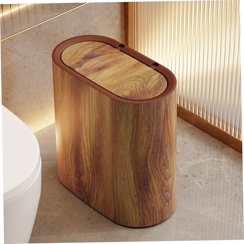 Bote de basura con tapa plástico impermeable de diseño mármol elegante para baño estrecho 3