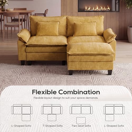 Image of URRED Oversized Modular Sectional Sofa,Yellow:87 inch L Shaped